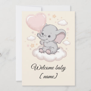 Custom Baby shower Wenskaart – Schattigee olifant Kaart