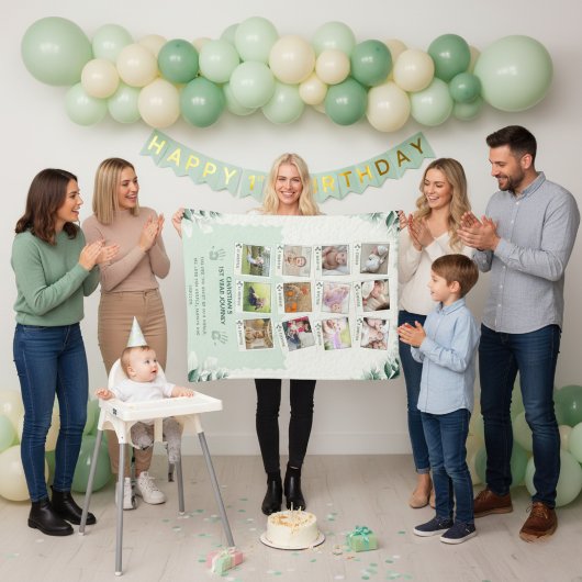Custom Baby's 1st Year Journey Fotocollage Fleece Deken