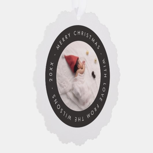 Custom Baby's eerste kerst fotokaart Ornament (Rechts)
