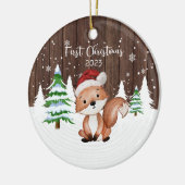 Custom Baby's eerste kerst vos tweezijdig Keramisch Ornament (Links)