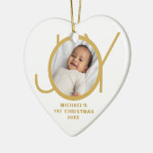 Custom Baby's Eerste Kerstmis Foto Keramisch Ornament (Links)