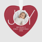 Custom Baby's First Christmas Photo Red Heart Ornament (voorkant)