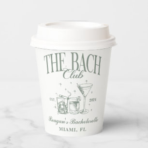 Custom Bach Club Bachelorette Retro Cocktail Zwart Papieren Bekers