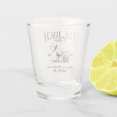 Custom Bach Club Bachelorette Retro Cocktail Zwart Shot Glas (Achterkant)