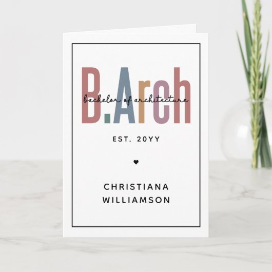 Custom Bachelor of Architecture Afstuderen Kaart (Voorkant)