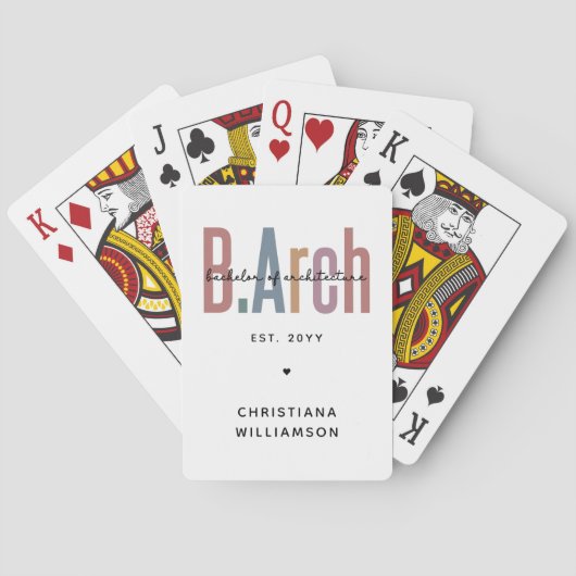 Custom Bachelor of Architecture Afstuderen Pokerkaarten (Achterkant)