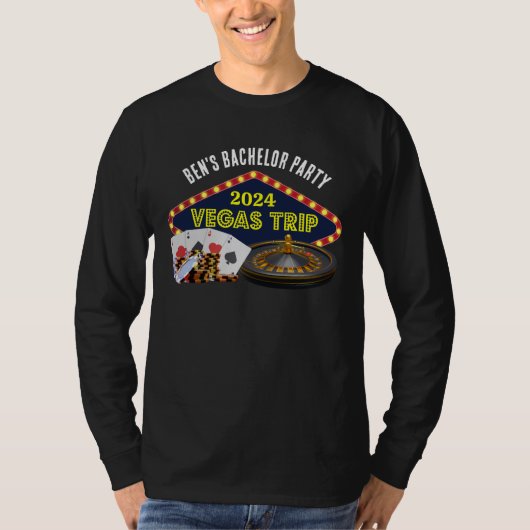 Custom Bachelor Party Las Vegas Trip Lange Mouw T-shirt (Voorkant)