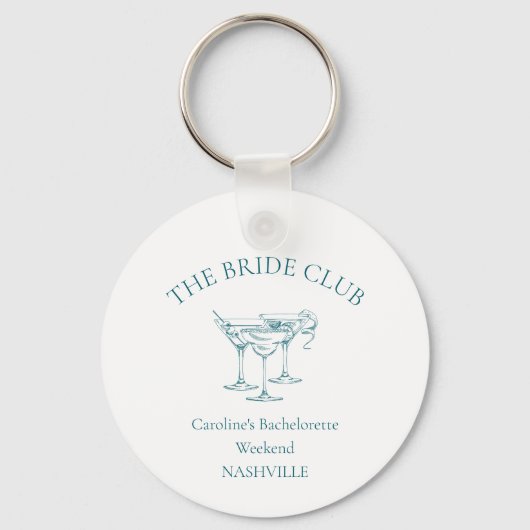 Custom Bachelorette Party Cocktail Social Club Sleutelhanger (Voorkant)
