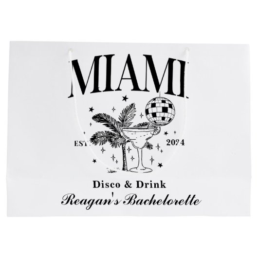 Custom Bachelorette Retro Cocktail Zwart Groot Cadeauzakje (Achterkant)