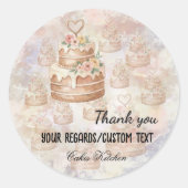 Custom "Baked with Love" Pink nature Cake Sticker  (Devant)