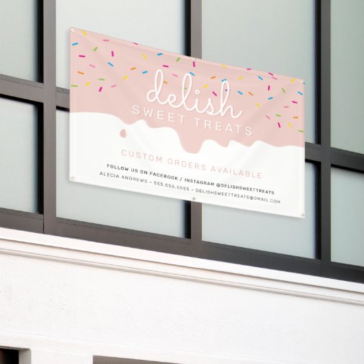CUSTOM Baker blush Frosting Drip sprinkles Spandoek (Buitenkant Gebouw)