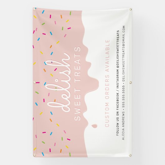 CUSTOM Baker blush Frosting Drip sprinkles Spandoek (Verticaal)