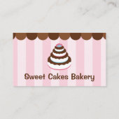 Custom Bakery Cake Shop - Roze Strepen & Chocolade Visitekaartje (Achterkant)