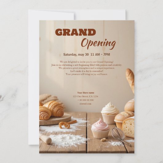 Custom Bakery Grand Opening Uitnodiging (Voorkant)