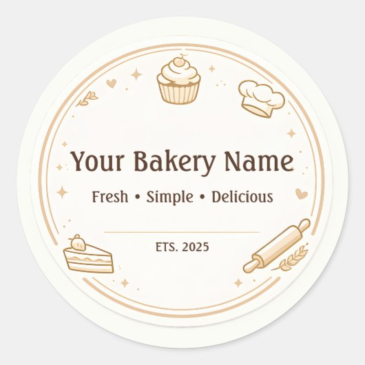 Custom Bakery Logo Sticker - Baking Icon Design (Devant)