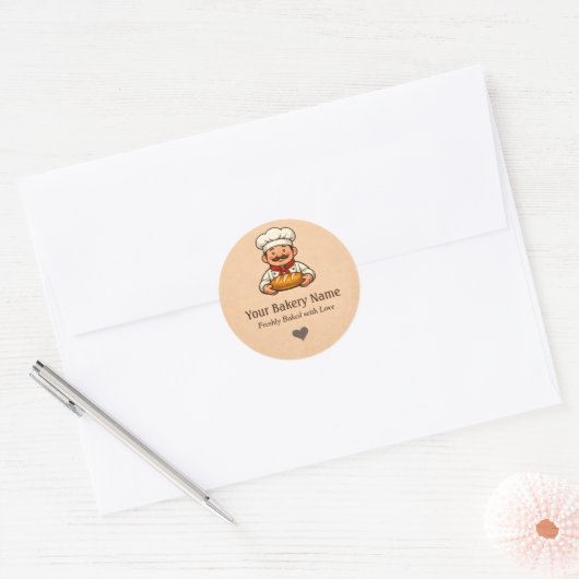 Custom Bakery logo Sticker - Chef Bread Logo (Enveloppe)