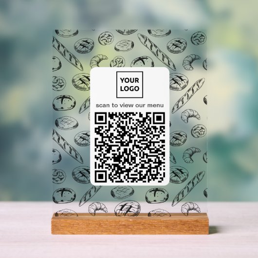 Custom Bakery Pattern QR Code Table Sign (Neutre)