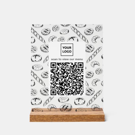 Custom Bakery Pattern QR Code Table Sign (Recto)