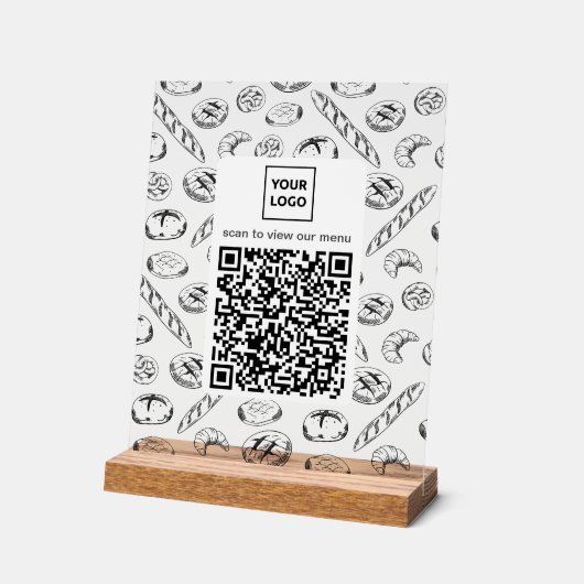 Custom Bakery Pattern QR Code Table Sign Acryl Bord (Hoek)