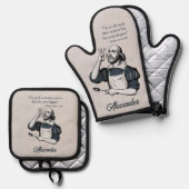 Custom Baking Recepten Chef Elegant Ovenwant & Pannenlap Set (Voorkant / Achterkant)