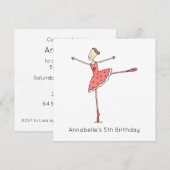 Custom Ballerina Birthday Invitation (Voorkant / Achterkant)
