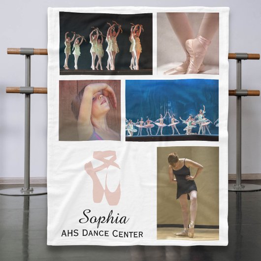 Custom Ballet 5 Fotocollage Danser's Naam Fleece Deken
