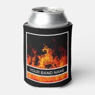 Custom Band Merch Flames Rock en Roll Metal Music Blikjeskoeler