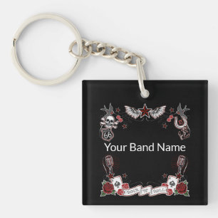 Custom Band Merch Rockabilly Rock & Roll Music Key Sleutelhanger