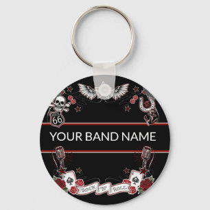 Custom Band Merch Rockabilly Rock & Roll Music Sleutelhanger
