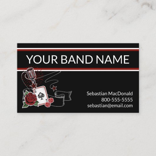 Custom Band Visitekaartje Rockabilly Musician Rock (Voorkant)