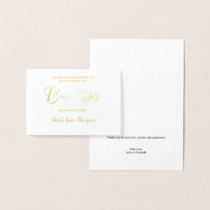 Custom Baptism Baby meisje Dank u Folie Kaarten