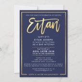 CUSTOM Bar Mitzvah Invitation pour EITAN marine +  (Devant)