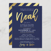 CUSTOM Bar Mitzvah Invitation pour Noah marine + o (Devant / Derrière)