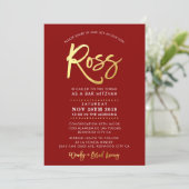 CUSTOM Bar Mitzvah Invitation pour Ross rouge + or (Debout devant)