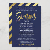 CUSTOM Bar Mitzvah Invitation pour Simon navy + or (Devant / Derrière)