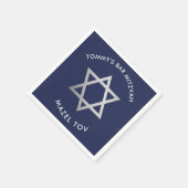 CUSTOM Bar Mitzvah mazel tov ster marine + zilver Servet (Hoek)