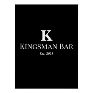 Custom Bar Wall Art with Name & Monogram – Elegant Perfect Poster