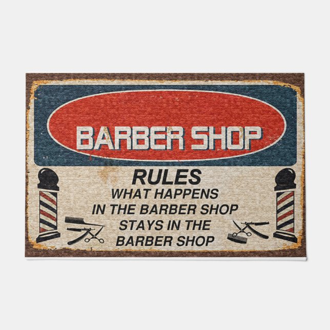 Custom Barber Shop Regels Mat,  Deurmat (Voorkant)
