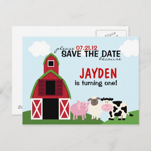Custom Barnyard Bewaar de datum voor uitnodigingen (Voorkant / Achterkant)
