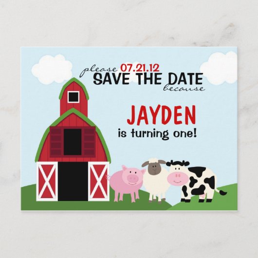Custom Barnyard Bewaar de datum voor uitnodigingen (Voorkant)