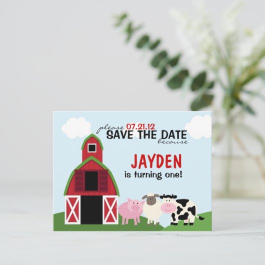 Custom Barnyard Bewaar de datum voor uitnodigingen (Staand voorkant)