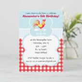 Custom Barnyard Rooster Birthday Party Kaart (Staand voorkant)