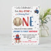 Custom Baseball Birthday Party Invitation (Debout devant)