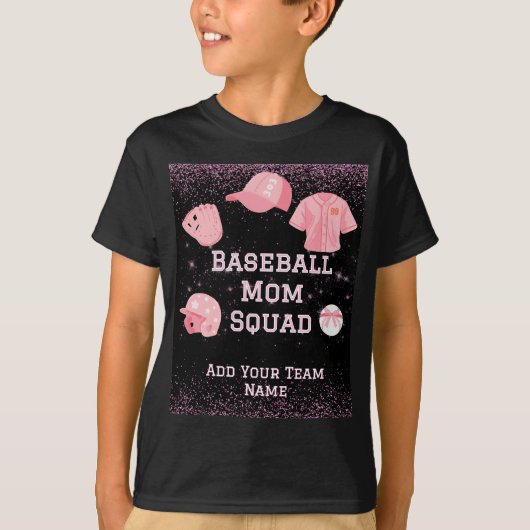 Custom Baseball Mom Squad, teamnummer en naam T-shirt (Voorkant)