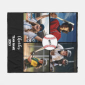 Custom Baseball Photo Collage with Name & Year Fleece Deken (Voorkant (Horizontaal))
