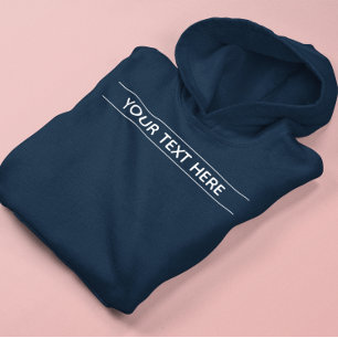 Custom Basic Dark Navy Blue Toevoegen Jouw tekst V Hoodie