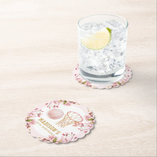 Custom Basketbal Meisje Verjaardag Kartonnen Onderzetters