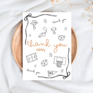 Custom Basketball Thank you Card Doodle Bedankkaart