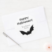 Custom Bat Happy Halloween Ronde Sticker (Envelop)