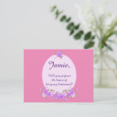 Custom Be my bridesmaid purple invitation florale (Debout devant)